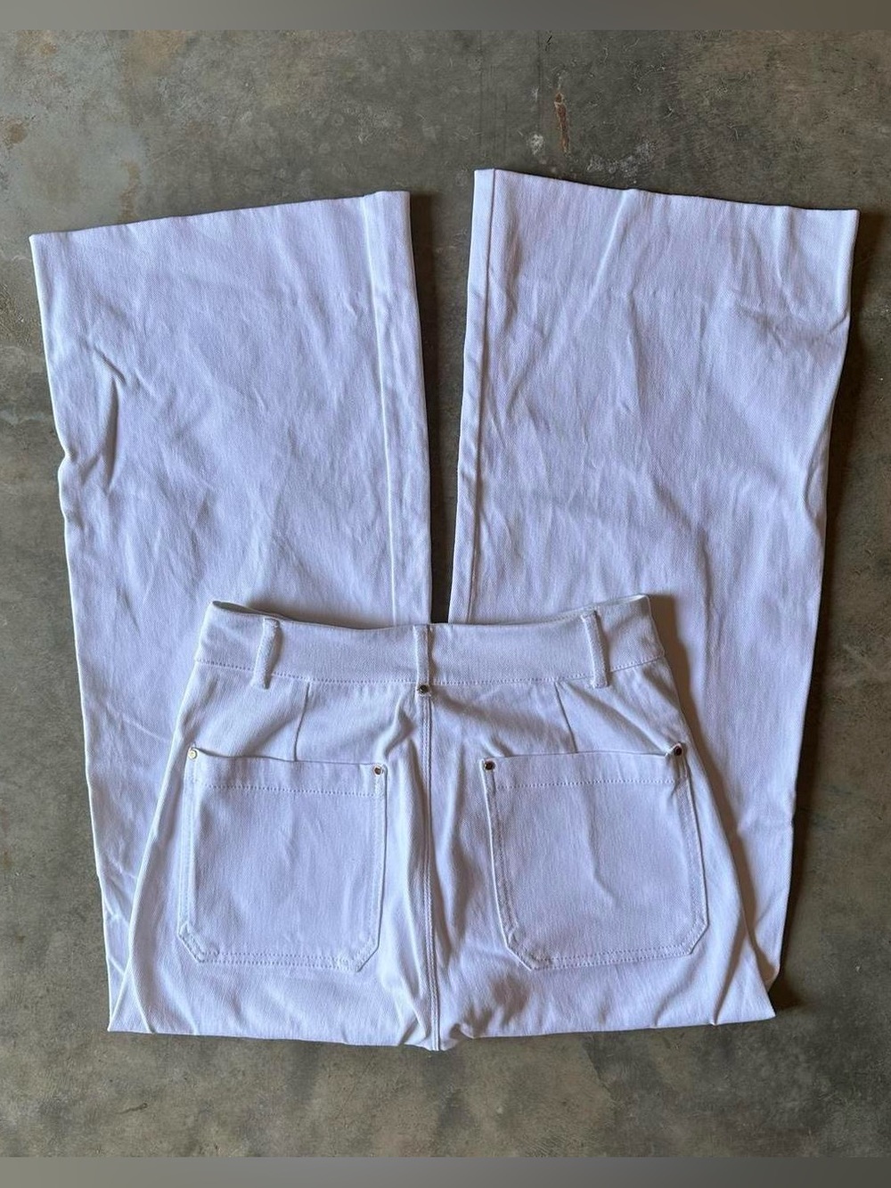 White high rise wide leg pull on jeans